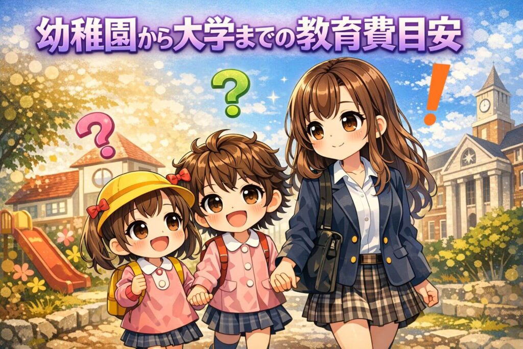 幼稚園から大学までの教育費目安