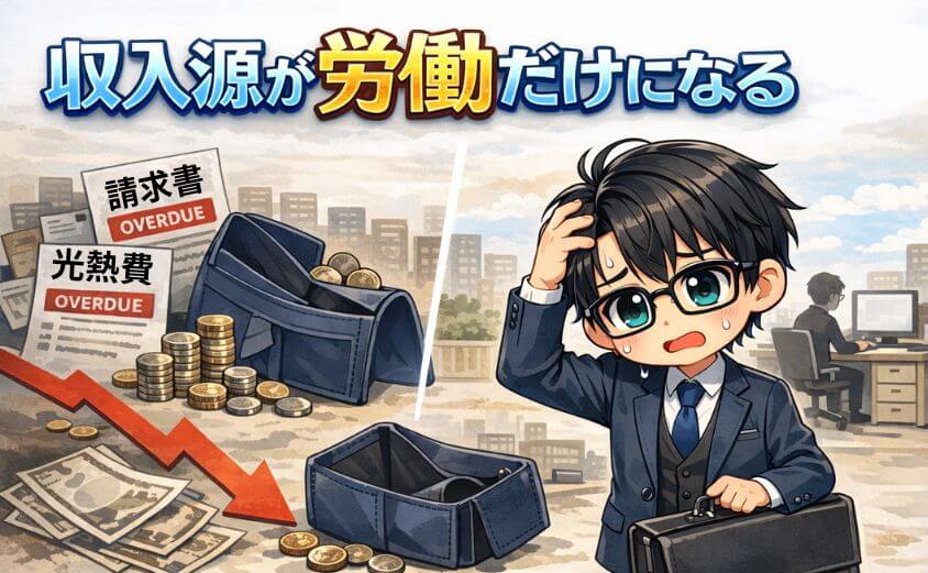 【会社給与に依存】収入源が労働だけになる
