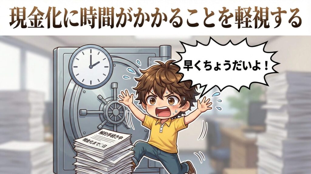 現金化に時間がかかることを軽視する
