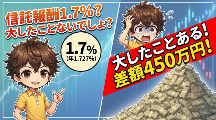 落とし穴① ：信託報酬1.7%が長期でどれほど大きいか