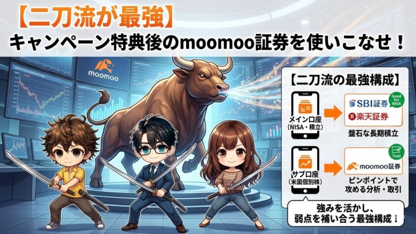 【二刀流が最強】キャンペーン特典後のmoomoo証券をどう使うか