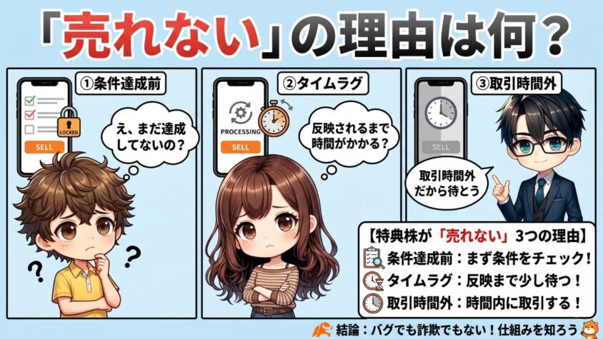 キャンペーン特典株が「売れない」と思ったら、まずここを確認