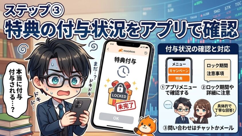 ステップ③:特典の付与状況をアプリで確認する