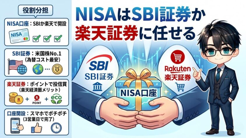 【役割分担】NISAはSBI証券か楽天証券に任せる