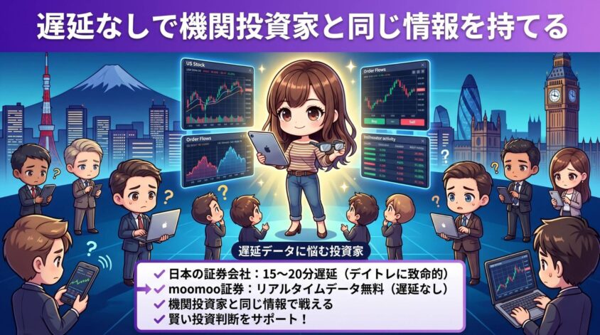 ①リアルタイム米国株データ：遅延なしで機関投資家と同じ情報を持てる